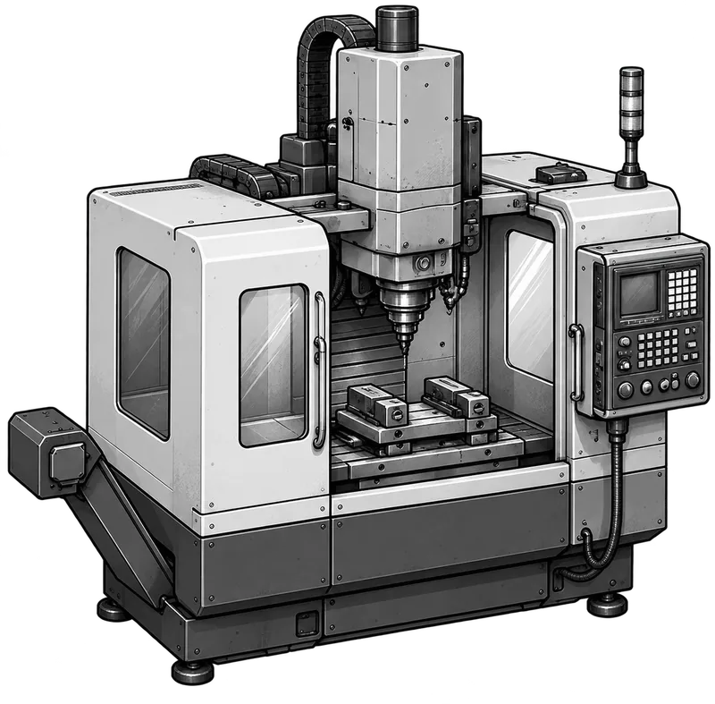 Concept illustration of a five-axis machining centre